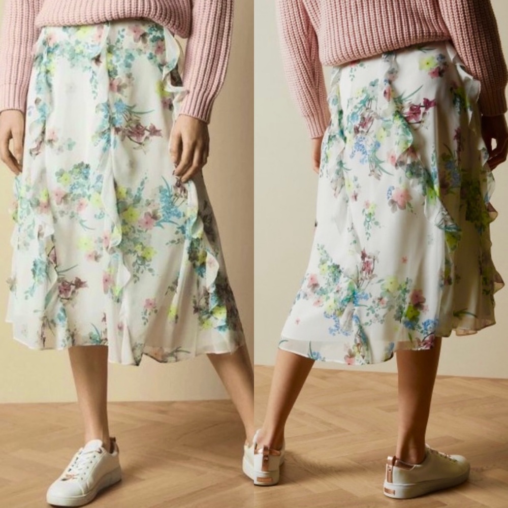 TED BAKER Lurissa Pergola printed midi skirt size 2